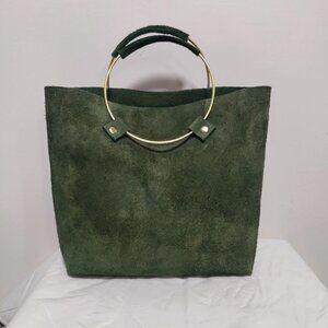 NWOT Tribe Alive Suede Luxe Brass Handle Crossbody Handbag Sage Green